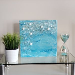 SOLD Resin Art on Cradled Wood Panel + Glass Bling